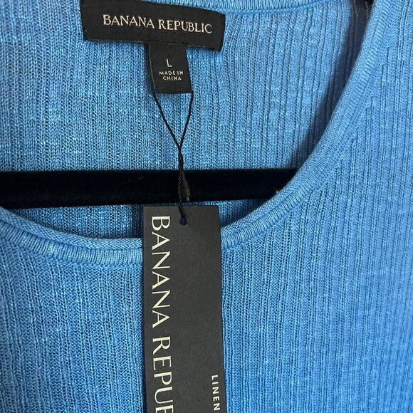 NWT! Blue Linen Blend Sweater // Banana Republic Women's Size L - Picture 4 of 6